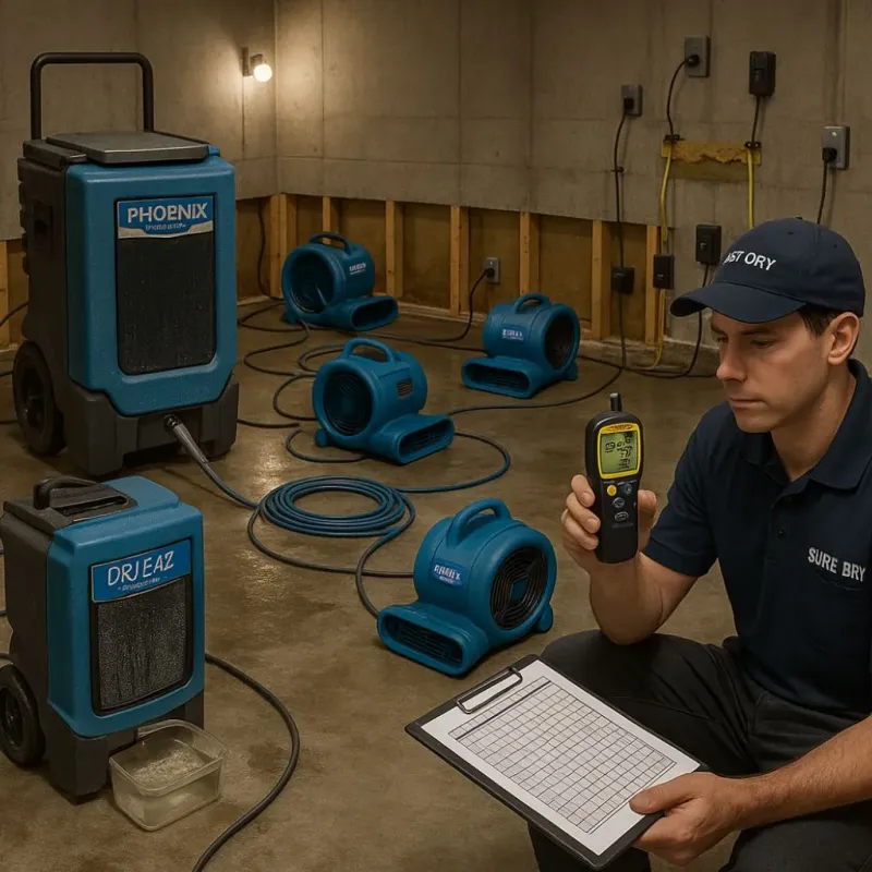 Structural Drying and Dehumidification process in Pecan Grove, TX